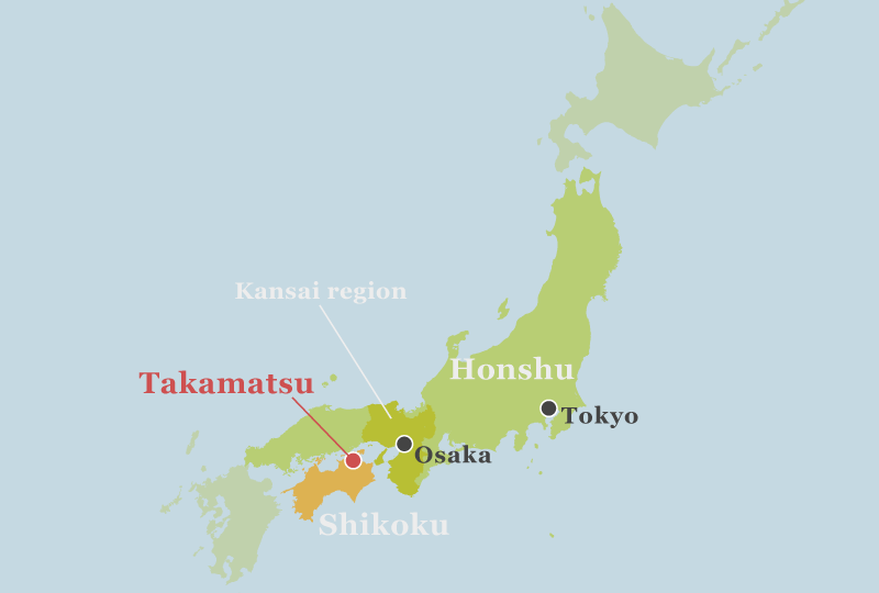 Location of Kagawa, Shikoku / Kansai and Honshu – Japan map