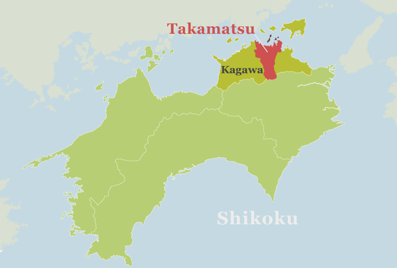 Location of Takamatsu, Kagawa, Shikoku – Map